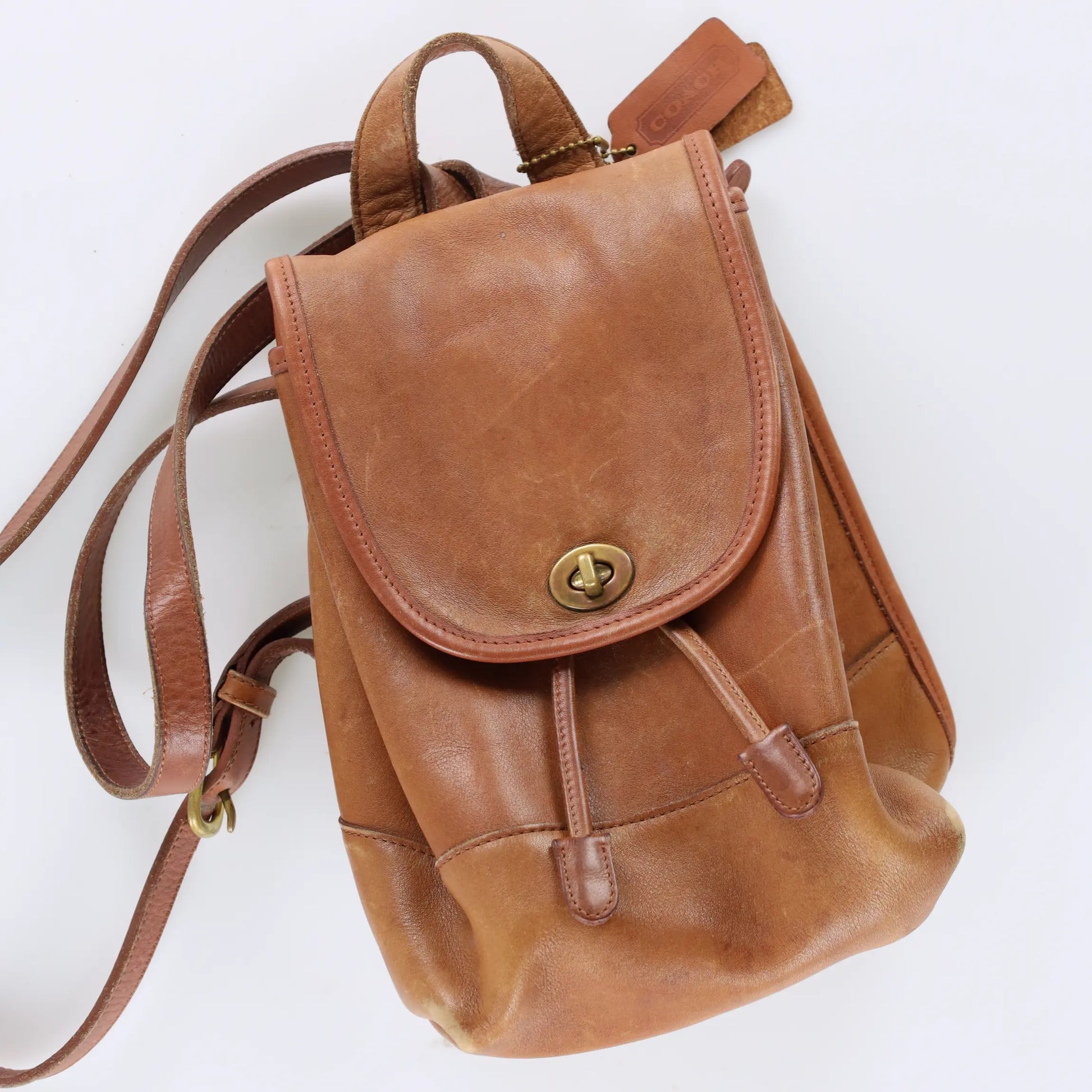 COACH 9960 'Daypack' Brown Leather Turnlock Backpack Bag - Vintage Sole Melbourne