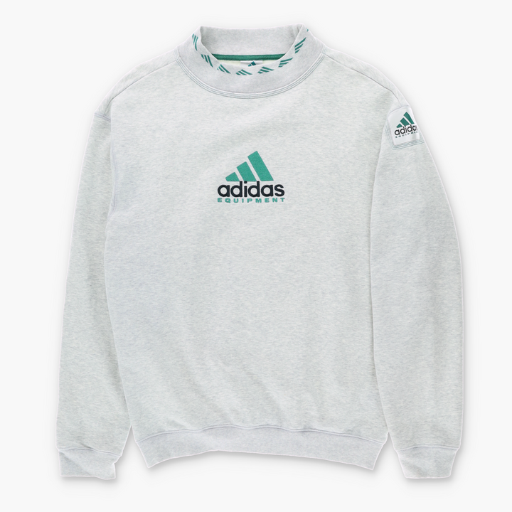 ADIDAS EQUIPMENT Teal & Grey Marle Collar Detail Sweatshirt (M)