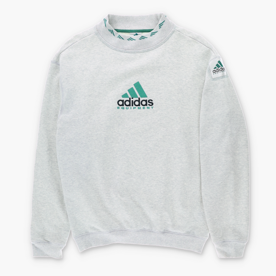ADIDAS EQUIPMENT Teal & Grey Marle Collar Detail Sweatshirt (M)