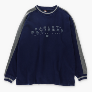 HARLEY DAVIDSON Two Tone Navy & Grey Sweatshirt (XXL)