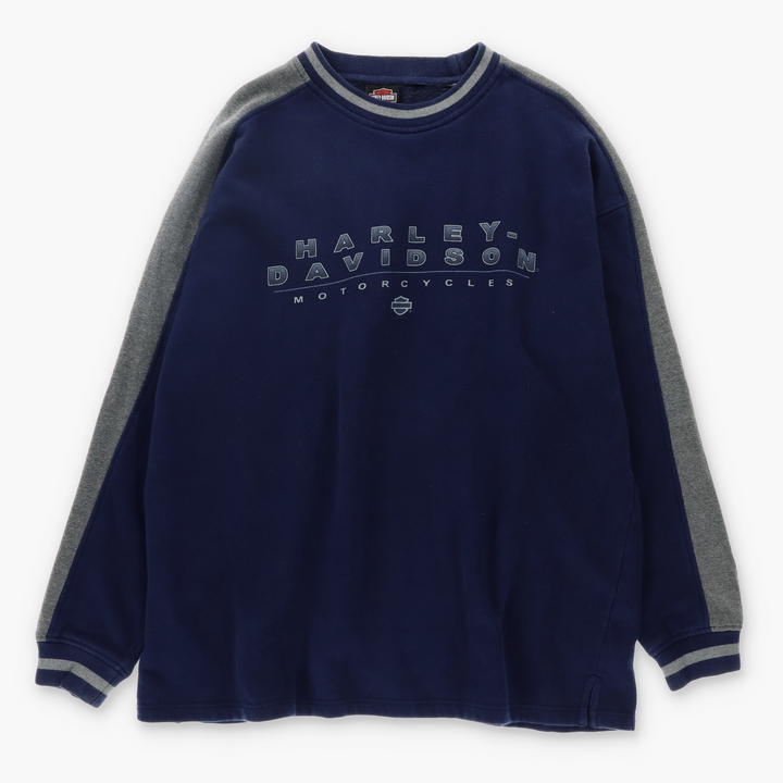 HARLEY DAVIDSON Two Tone Navy & Grey Sweatshirt (XXL)