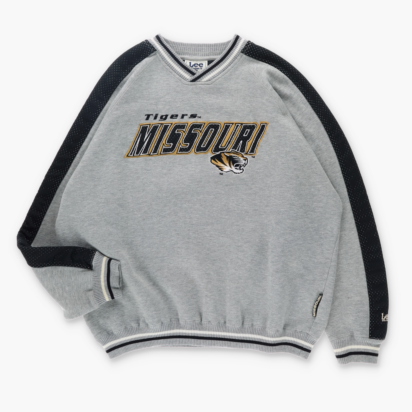 LEE Tigers Missouri Embroidered Mesh Grey Sweatshirt (XXL)