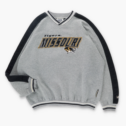 LEE Tigers Missouri Embroidered Mesh Grey Sweatshirt (XXL)