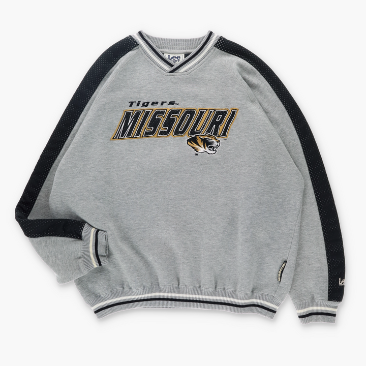 LEE Tigers Missouri Embroidered Mesh Grey Sweatshirt (XXL)