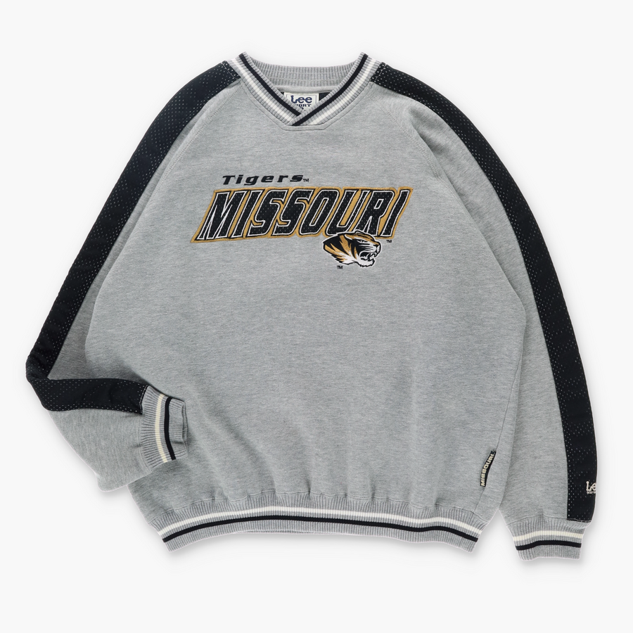 LEE Tigers Missouri Embroidered Mesh Grey Sweatshirt (XXL)