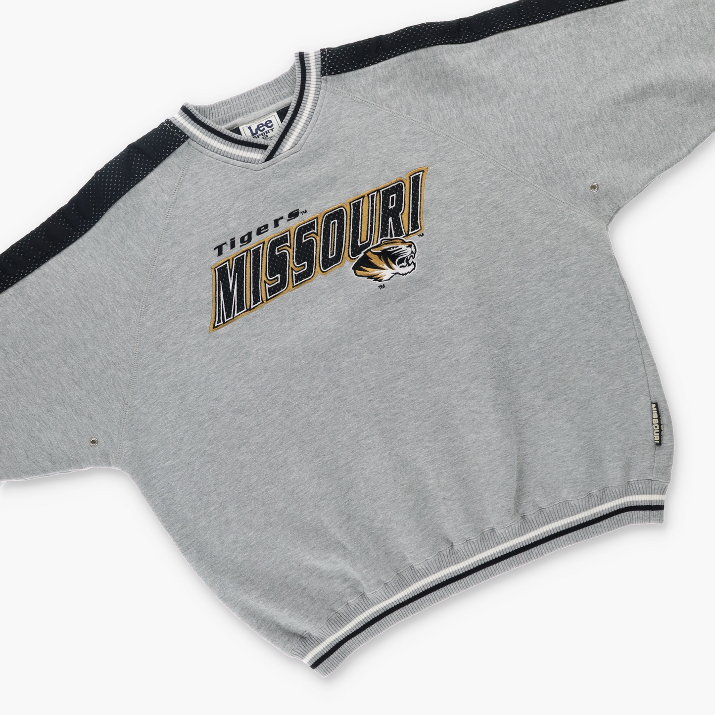 LEE Tigers Missouri Embroidered Mesh Grey Sweatshirt (XXL)
