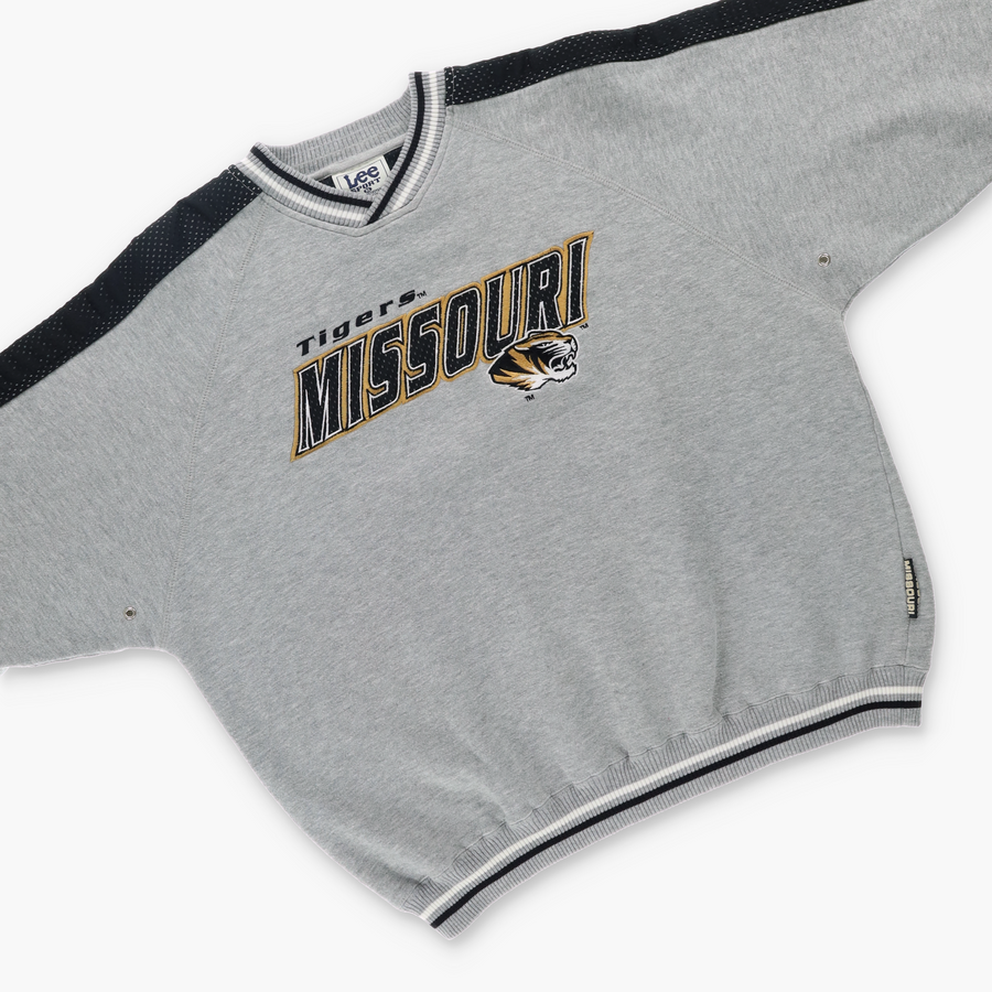 LEE Tigers Missouri Embroidered Mesh Grey Sweatshirt (XXL)