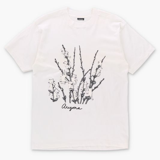 Arizona Blooming Cats Puff Flowers Animal 50/50 Tee (S-M)
