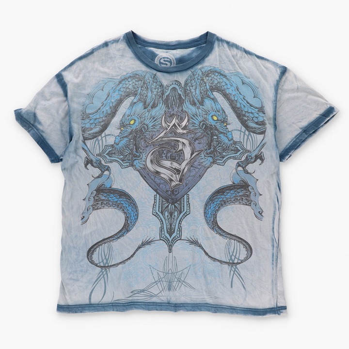 SINISTER Y2K Style Blue Dragon All Over Tee (XXL)