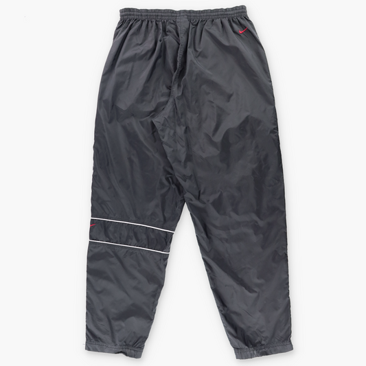 NIKE Black & Red Embroidered Swoosh Logo & White Piping Detail Ankle Zip Track Pants (XL)