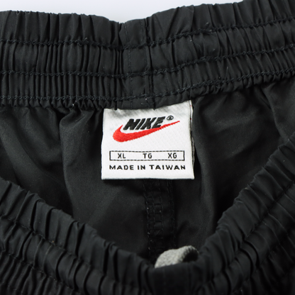 NIKE Black & Red Embroidered Swoosh Logo & White Piping Detail Ankle Zip Track Pants (XL)