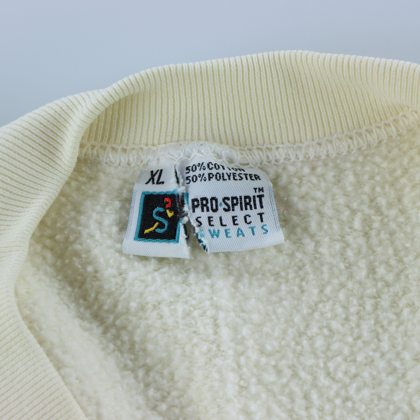 BOOTLEG "Guess Sports" Light Yellow & Green 3D Graphic USA Made 1993 PRO-SPIRIT SELECT SWEATS Crewneck Sweatshirt (XL)