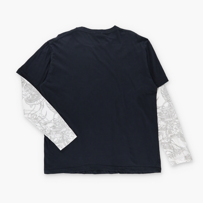 MIAMI INK Layered Black & Red Dragon Long Sleeve Tee (XL)
