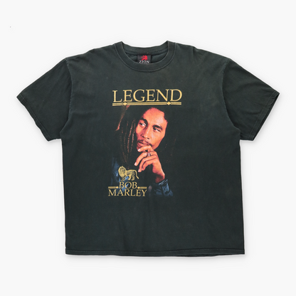 Bob Marley Gold Glitter "Legend" Graphic ZION ROOTSWEAR Black T-Shirt (XL)