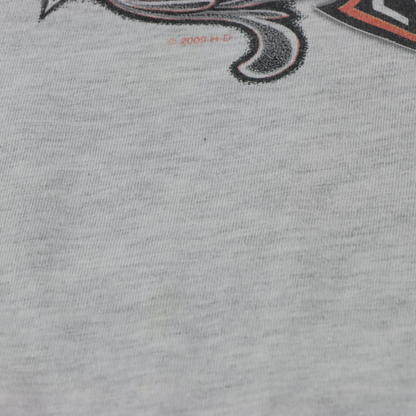 HARLEY DAVIDSON x HANES Cards & Dice "Skin Deep" West Virginia USA Made Light Grey T-Shirt (XL)