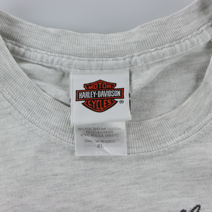 HARLEY DAVIDSON x HANES Cards & Dice "Skin Deep" West Virginia USA Made Light Grey T-Shirt (XL)
