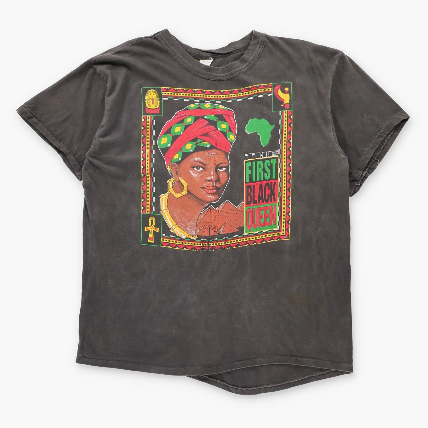 Vintage 90s "The First Black Queen" USA Made Faded Black Single Stitch T-Shirt (L)