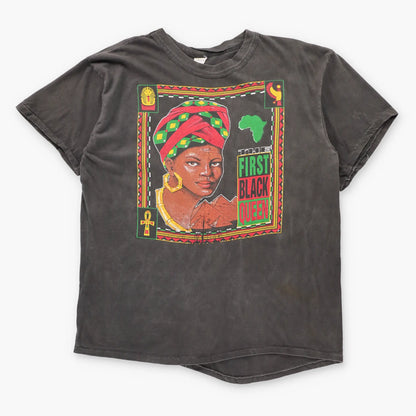 Vintage 90s "The First Black Queen" USA Made Faded Black Single Stitch T-Shirt (L)