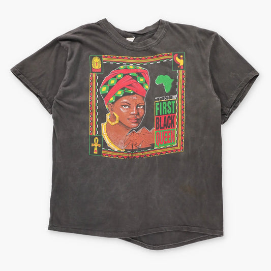 Vintage 90s "The First Black Queen" USA Made Faded Black Single Stitch T-Shirt (L)