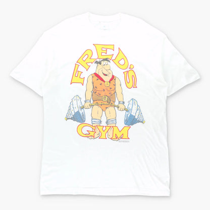 Vintage 1990 THE FLINTSTONES "Fred's Gym" White USA Made T-Shirt (XL TALL)