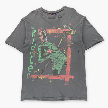 Vintage 1995 DC COMICS The Riddler Jim Carrey "No More Tricks" Thrashed Grey Comic Tee (L-XL TALL)