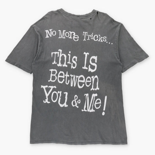 Vintage 1995 DC COMICS The Riddler Jim Carrey "No More Tricks" Thrashed Grey Comic Tee (L-XL TALL)