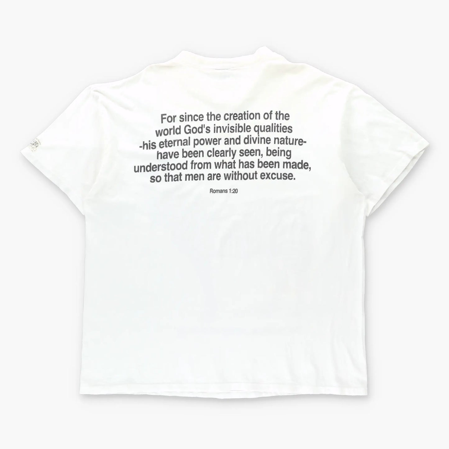 Vintage 1994 Bible Verse Zebra USA Made White Single Stitch T-Shirt (XL)