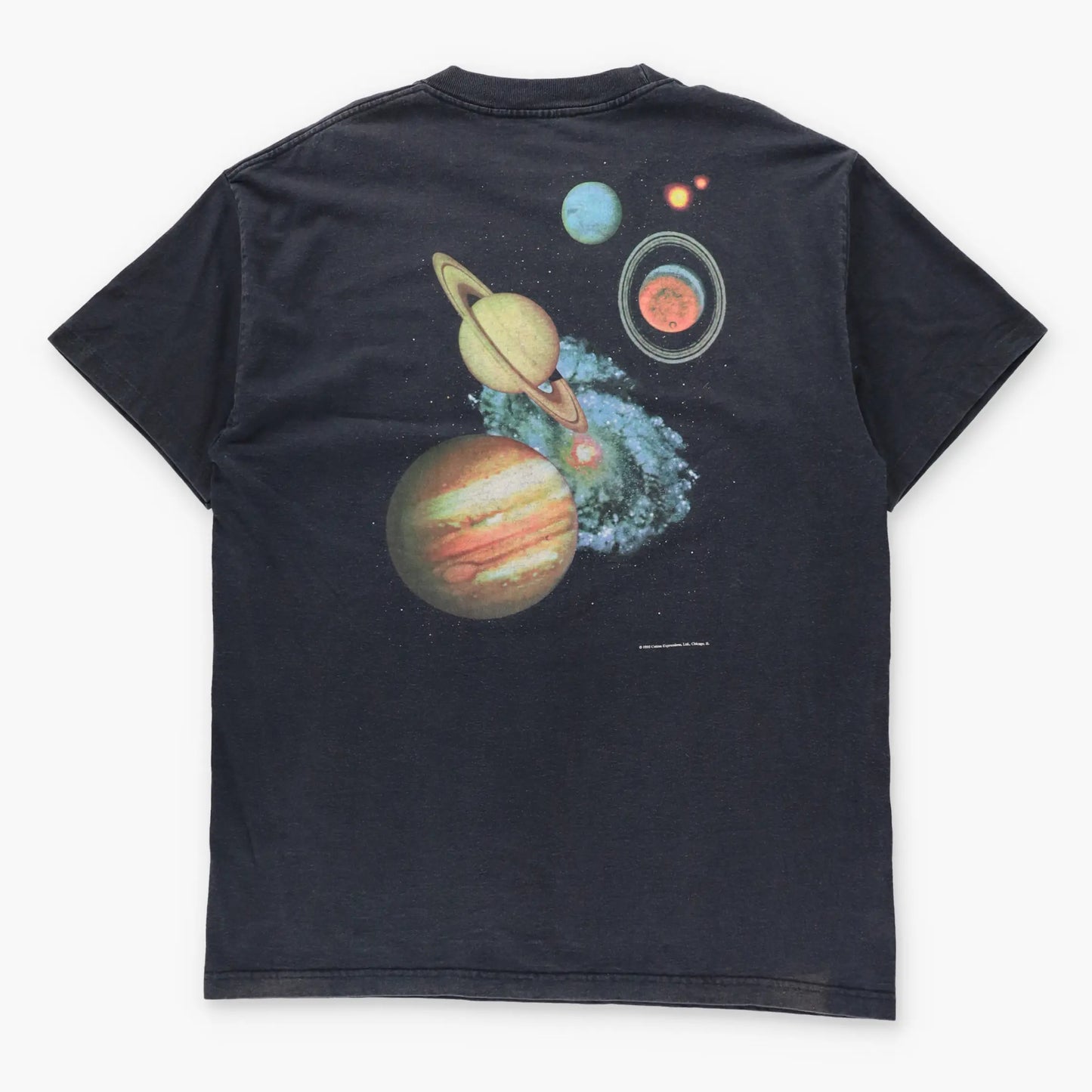 Vintage 1995 Solar System Double Sided Faded Black T-Shirt (XL TALL)
