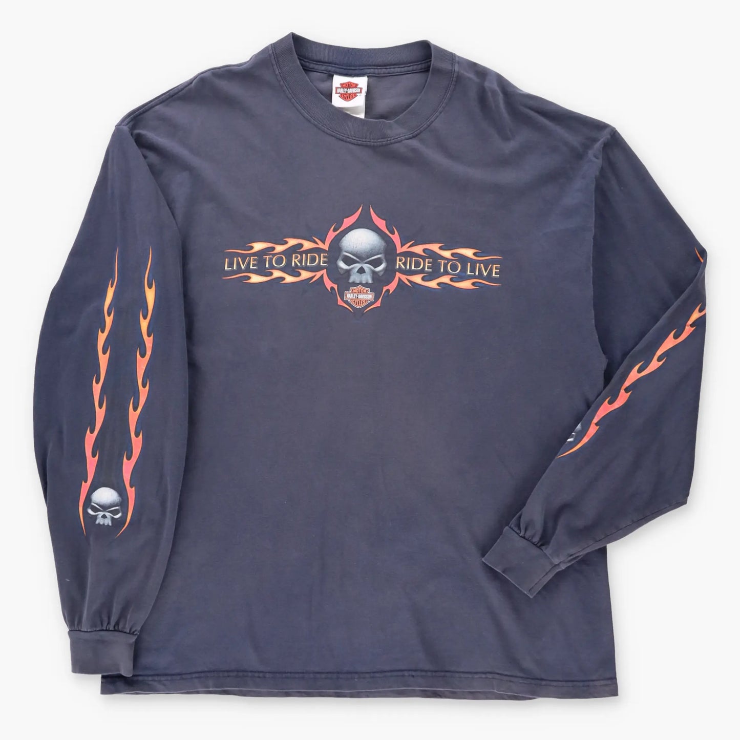 Vintage HARLEY DAVIDSON "Live To Ride Ride To Live" Bobby's Territorial Yuma Arizona USA Made Long Sleeve Tee (XL)