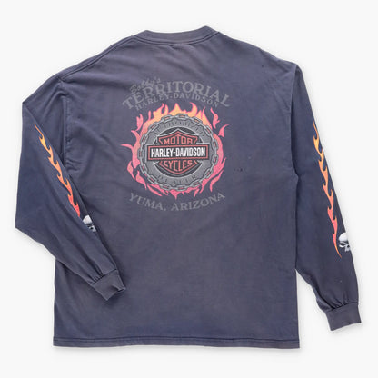 Vintage HARLEY DAVIDSON "Live To Ride Ride To Live" Bobby's Territorial Yuma Arizona USA Made Long Sleeve Tee (XL)