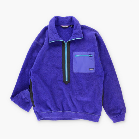PATAGONIA 'USA Made' Vintage Purple 1 Pocket 1/2 Zip Fleece Sweatshirt Pullover (M-L)