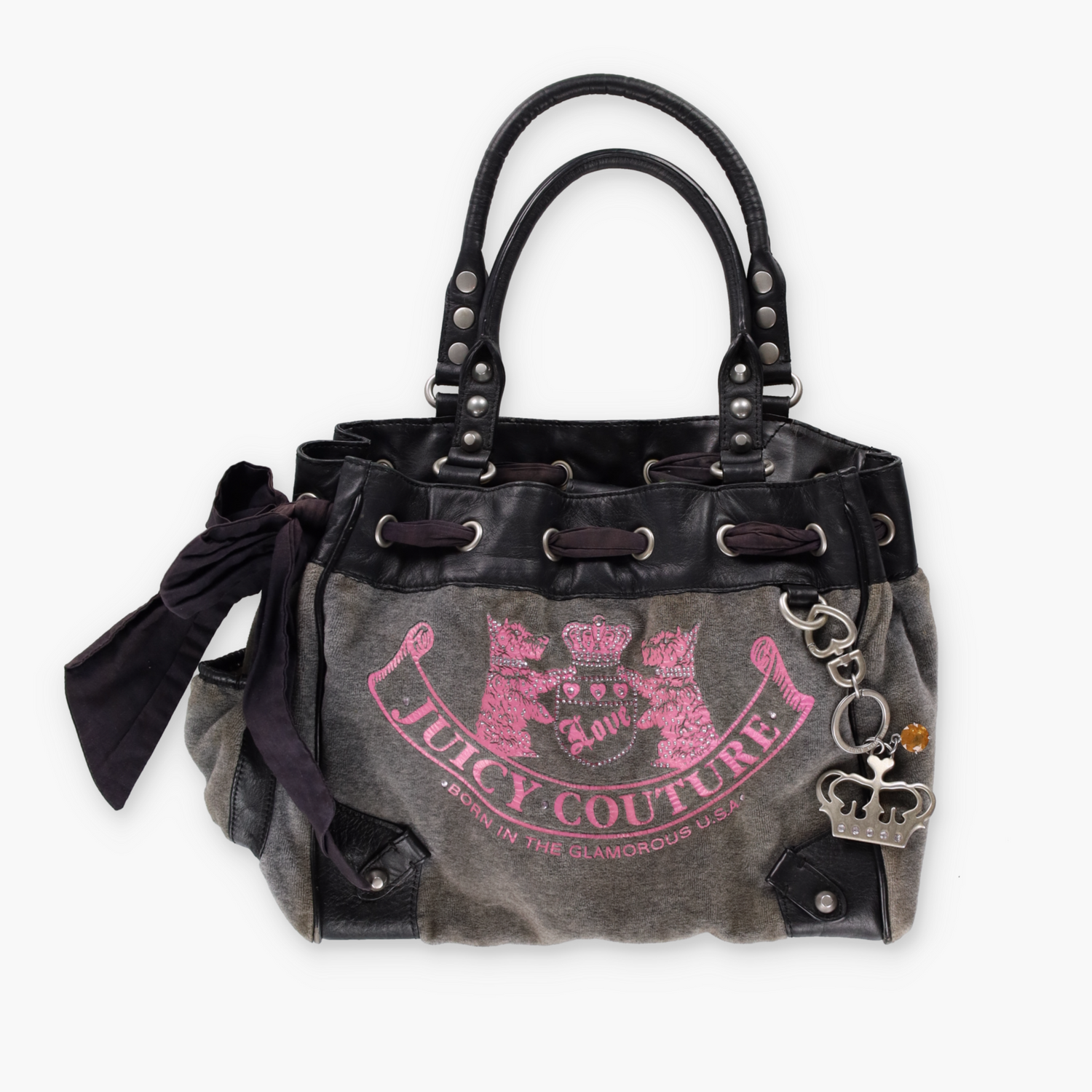 JUICY COUTURE Y2K 'Daydreamer' Pink Scottie Velour Charm Bag Vintage Sole Melbourne