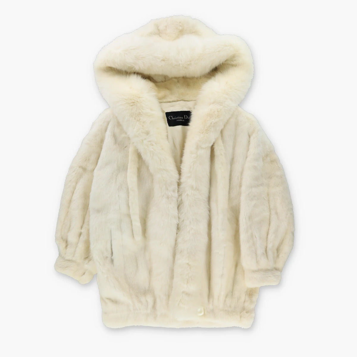 Vintage CHRISTIAN DIOR FOURRURE Hooded Mink Rabbit Fox Fur Coat (S-M)