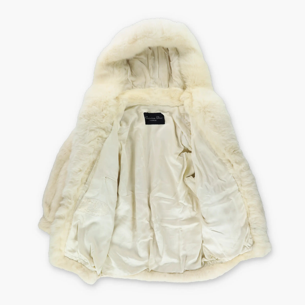Vintage CHRISTIAN DIOR FOURRURE Hooded Mink Rabbit Fox Fur Coat (S-M)