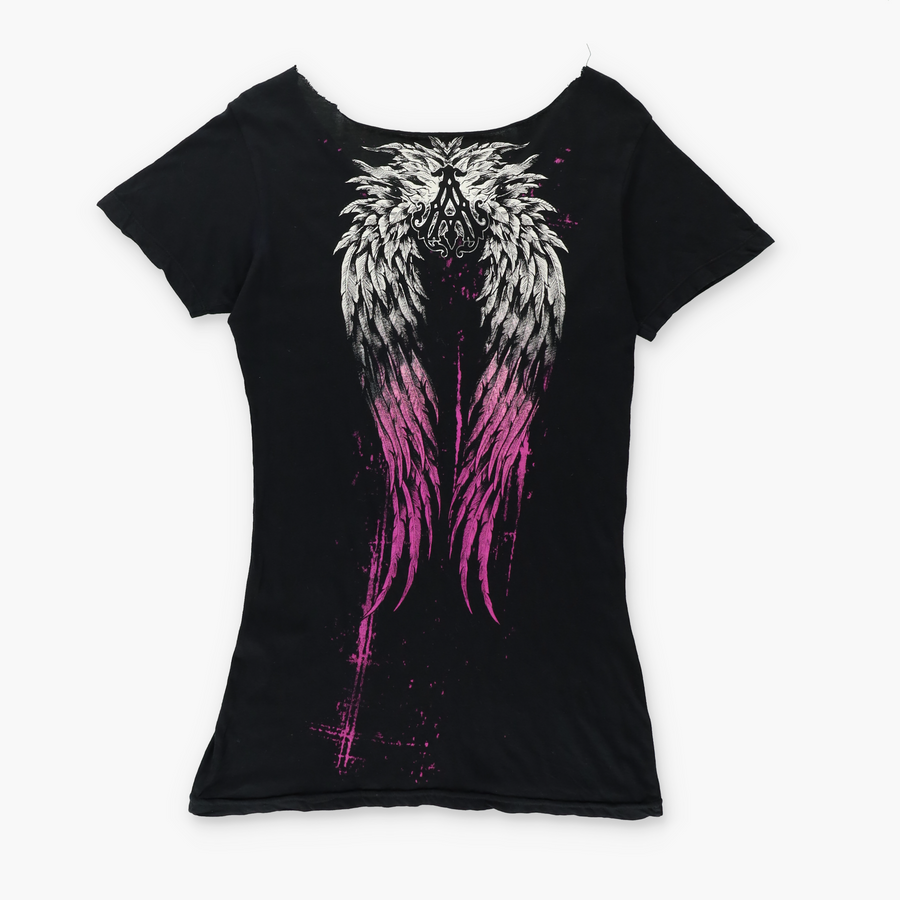 ARCHAIC AFFLICTION "Vices x Virtue" Hot Pink Y2K Tee (Women's S-M)
