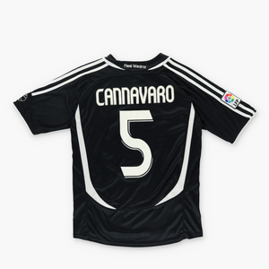 ADIDAS Real Madrid Fabio Cannavaro Black & White Soccer Jersey (M)