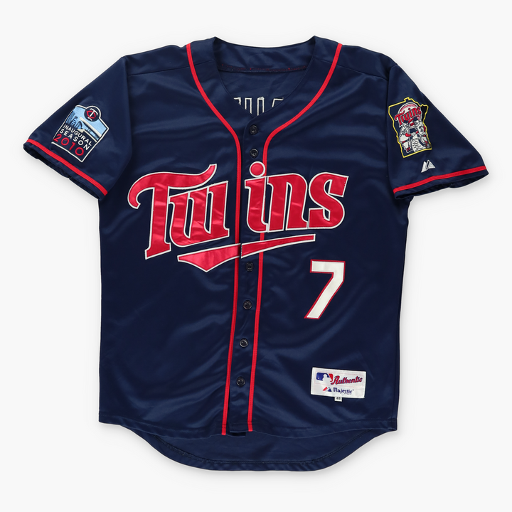 MAJESTIC Minnesota Twins MLB Joe Mauer 2010 Navy Baseball Jersey (L)