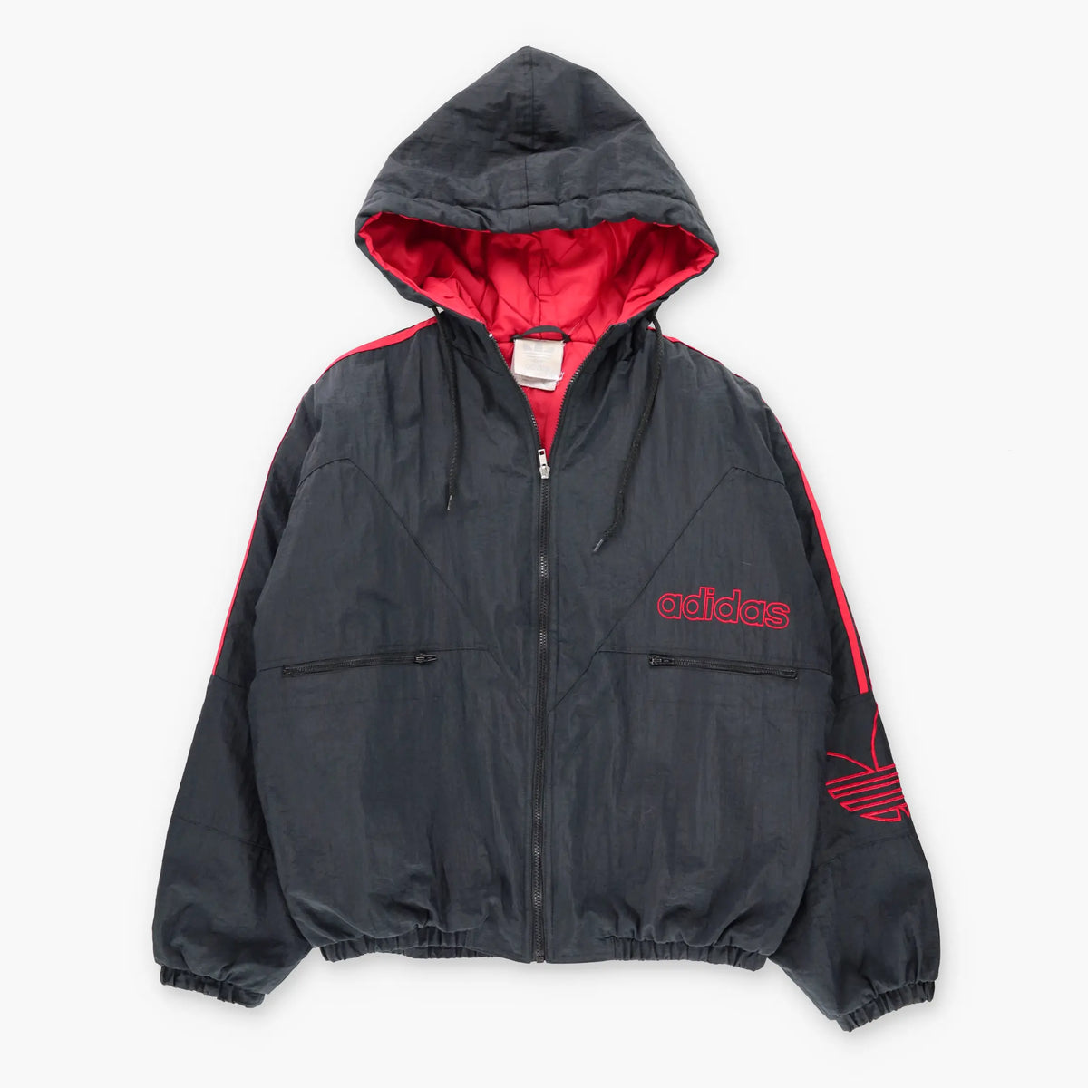 Vintage ADIDAS 80s 90s Lined Hooded Boxy Windbreaker Jacket (L)