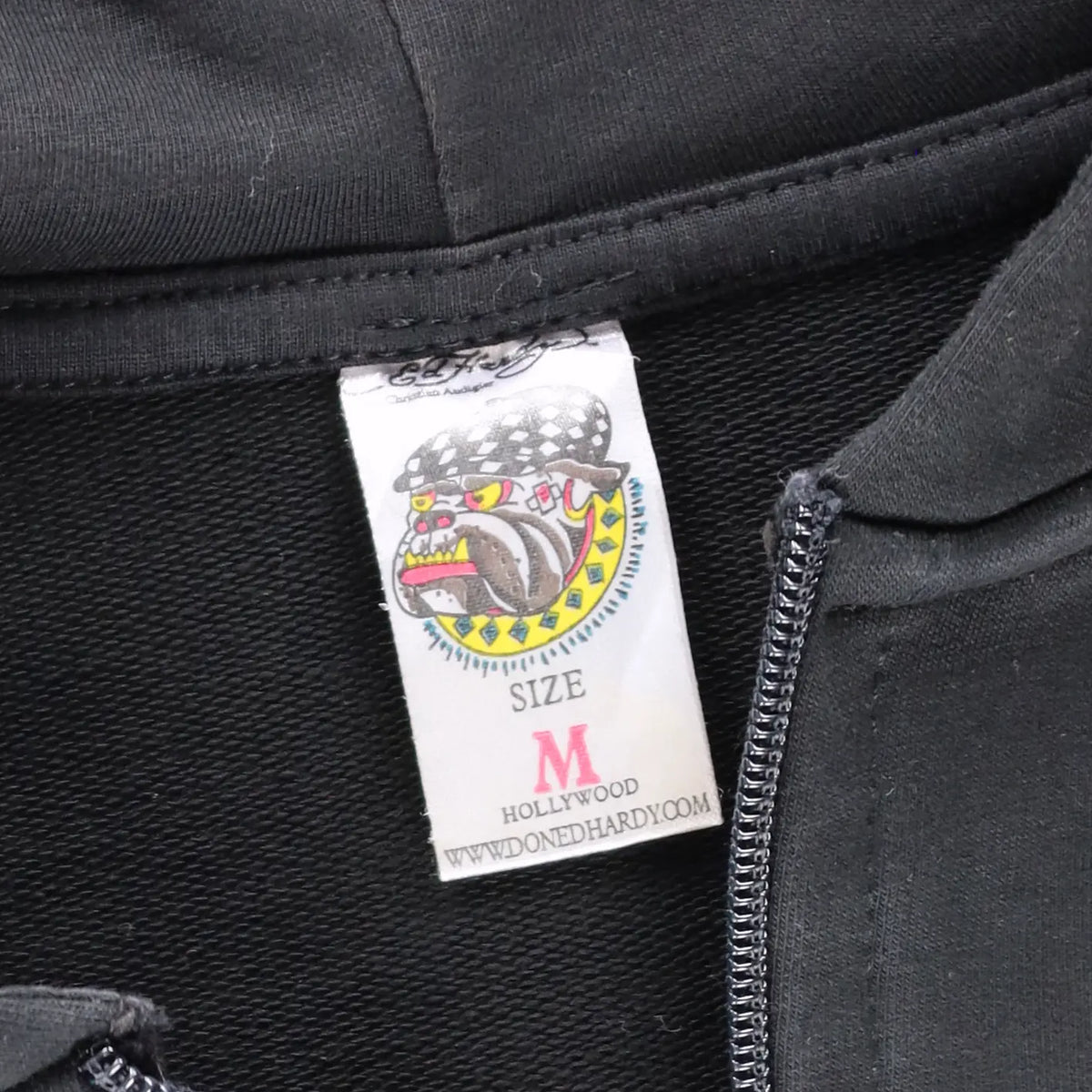 Vintage ED HARDY 'Love Kills Slowly' Y2K Skull Heart Full Zip Hoodie Sweatshirt USA Made (S)