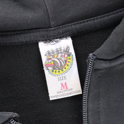 Vintage ED HARDY 'Love Kills Slowly' Y2K Skull Heart Full Zip Hoodie Sweatshirt USA Made (S)