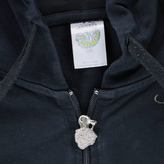 Vintage ED HARDY Embellished Mermaid Snakes Y2K Full Zip Hoodie Sweatshirt USA Made (S-M)