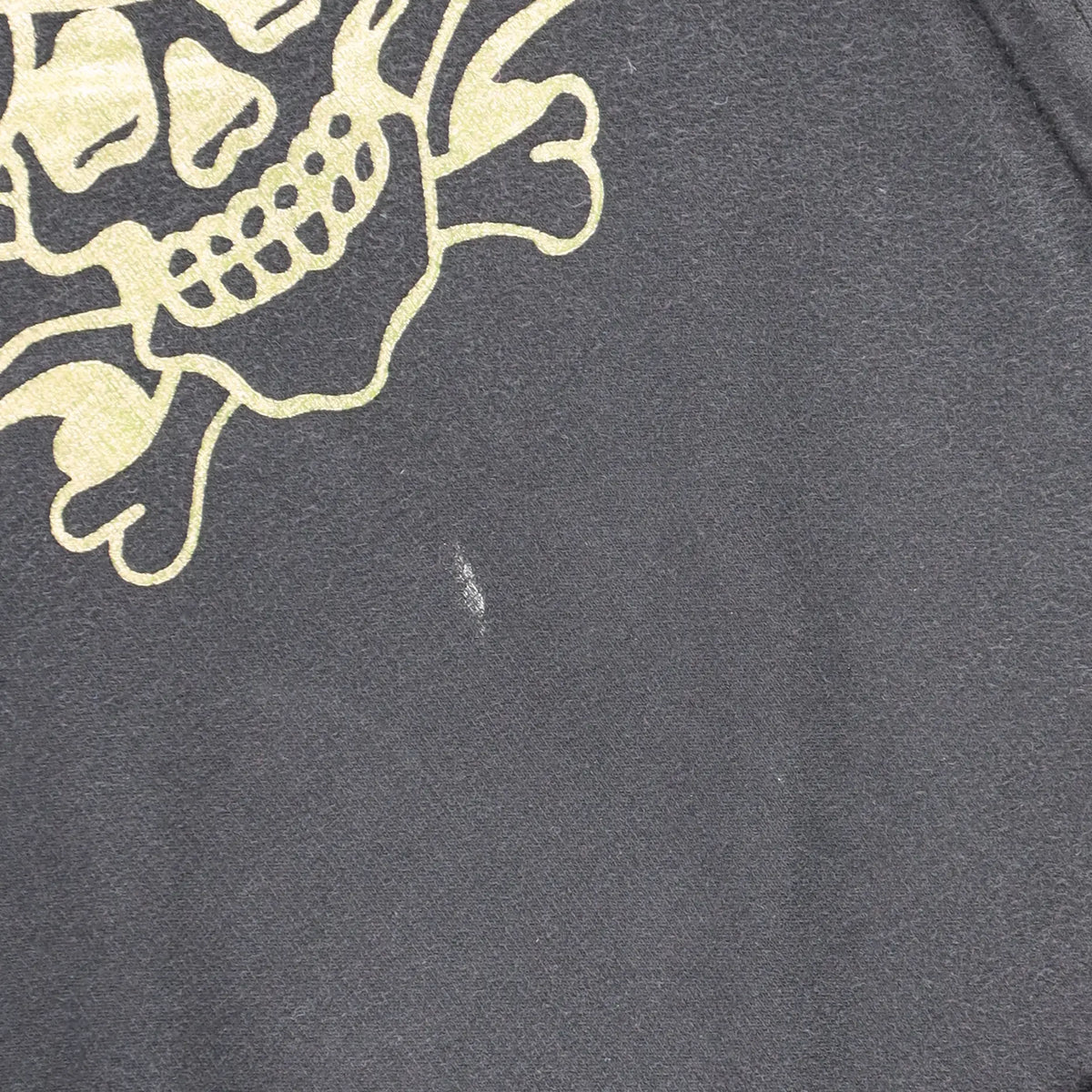 Vintage ED HARDY Gold Foil Y2K Embellished Skull Heart Full Zip Hoodie Sweatshirt (M)