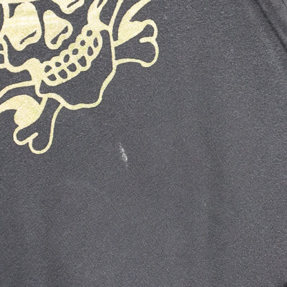 Vintage ED HARDY Gold Foil Y2K Embellished Skull Heart Full Zip Hoodie Sweatshirt (M)