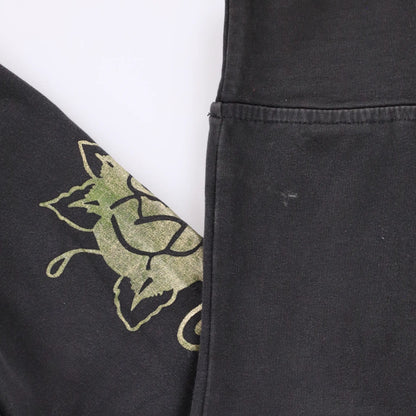 Vintage ED HARDY Gold Foil Y2K Embellished Skull Heart Full Zip Hoodie Sweatshirt (M)