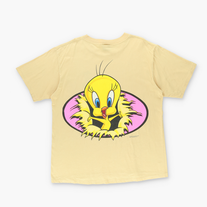 1995 LOONEY TUNES Yellow Tweety Single Stitch Cartoon Tee (XL)