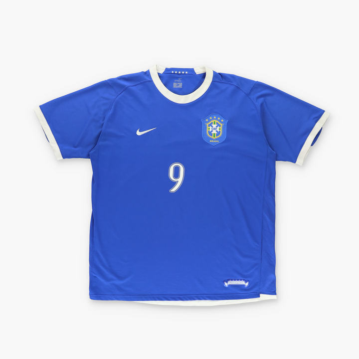 NIKE Brasil Ronaldo Blue & White Embroidered Soccer Jersey (XL)