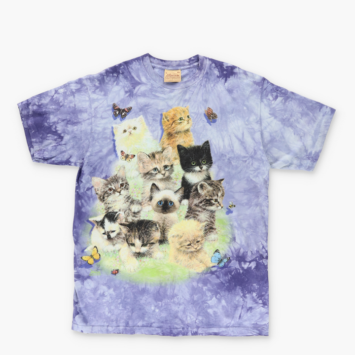 THE MOUNTAIN Purple Tie-Dye Large Kitten Graphic T-Shirt (XL)