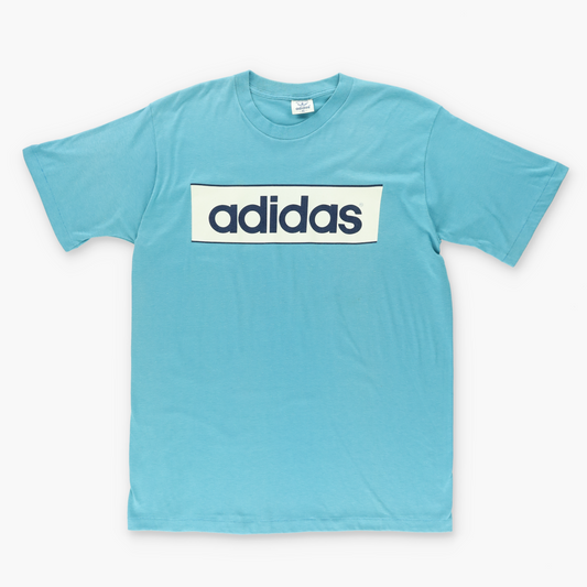 ADIDAS Blue Spell Out Logo Single Stitch T-Shirt (L-XL)