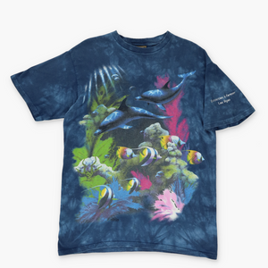 THE MOUNTAIN Navy Tie Dye 'Marine Life' Graphic T-Shirt (M)