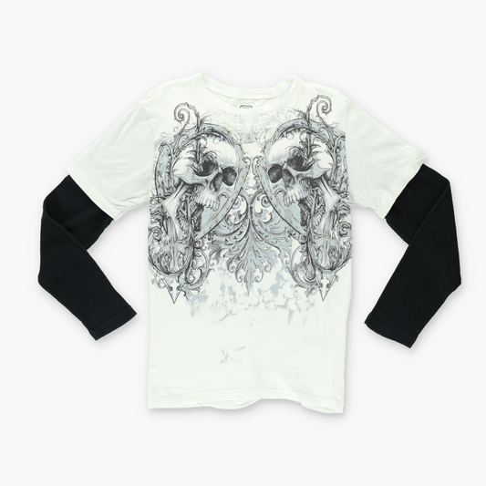 MMA ELITE Skull Punk Graphic Double Layered Long Sleeve (S-M)
